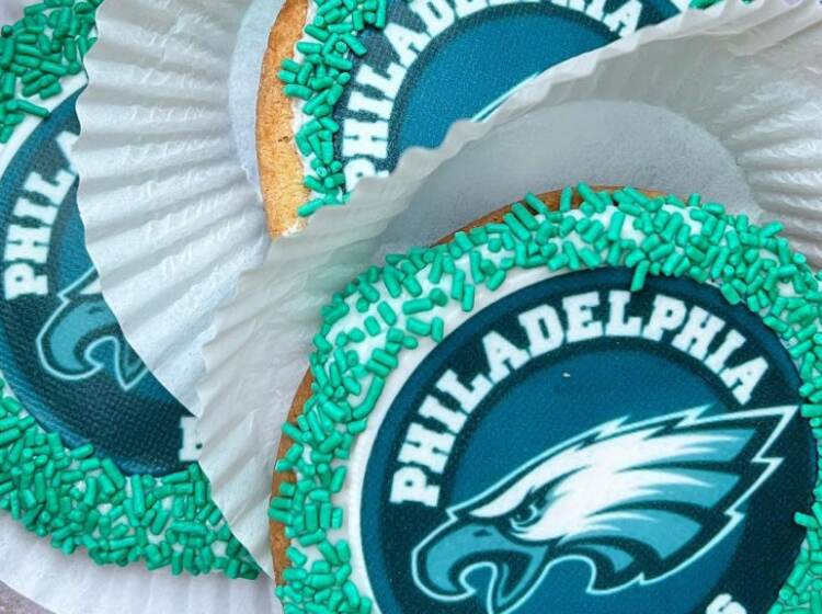 A close-up of Eagles cookies.