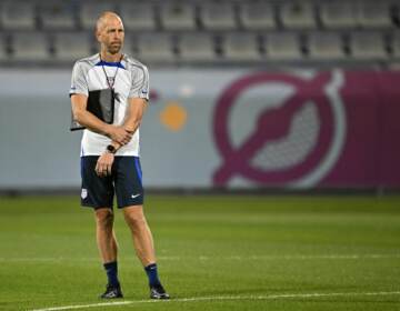 U.S. men's national team coach Gregg Berhalter during a training session at the FIFA World Cup in Qatar.
(Paul Ellis/AFP via Getty Images )
