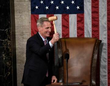 Newly elected speaker of the House of Representatives Kevin McCarthy holds the gavel on Jan. 7, 2023. (Olivier Douliery/AFP via Getty Images)