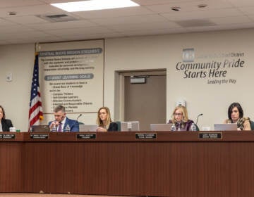 The Central Bucks School District Board at a meeting on January 10, 2023. (Kimberly Paynter/WHYY)