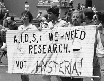 AIDS research advocates march in New York, 1983