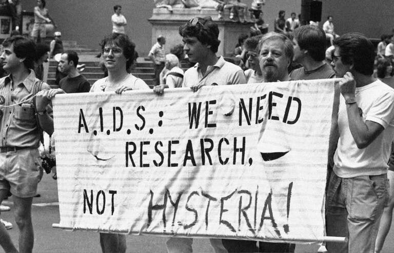 AIDS research advocates march in New York, 1983