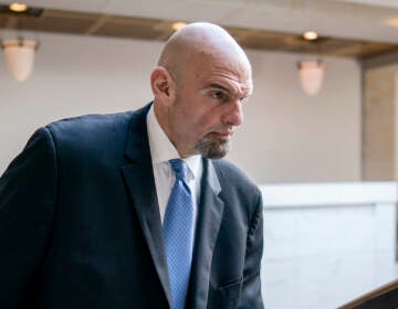 Sen. John Fetterman, D-Pa., leaves an intelligence briefing on the unknown aerial objects the U.S. military shot down this weekend at the Capitol in Washington, Feb. 14, 2023