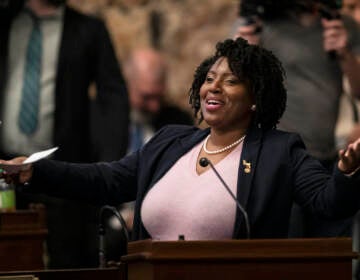 Pennsylvania House Majority Leader Joanna McClinton, D-Philadelphia, speaks on the Pennsylvania House floor, Tuesday, Feb. 21, 2023 at the Pennsylvania Capitol in Harrisburg