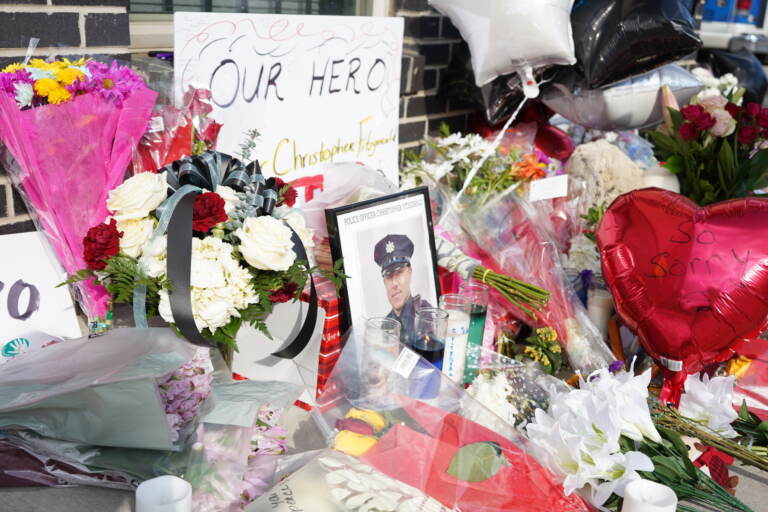 A memorial to Officer Christopher Fitzgerald. (Kenny Cooper/WHYY)