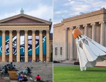 The fronts of the buildings of the Philadelphia Museum of Art and the Nelson-Atkins Museum of Art in Kansas City, Mo.