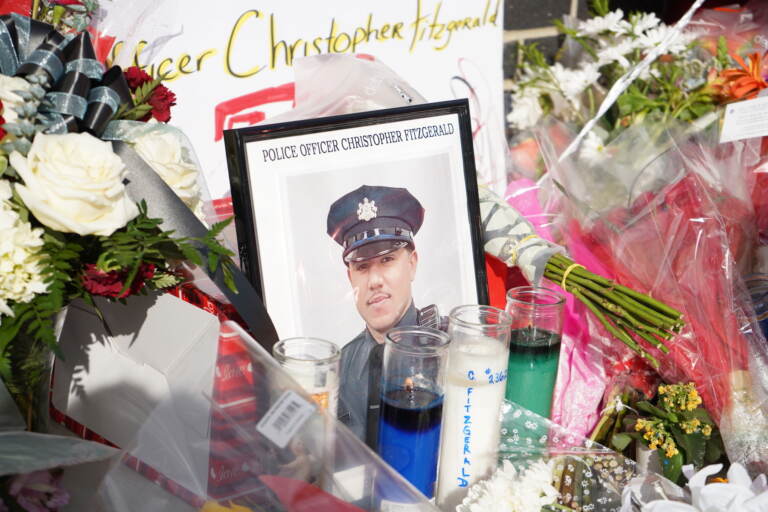 A memorial to Officer Christopher Fitzgerald.