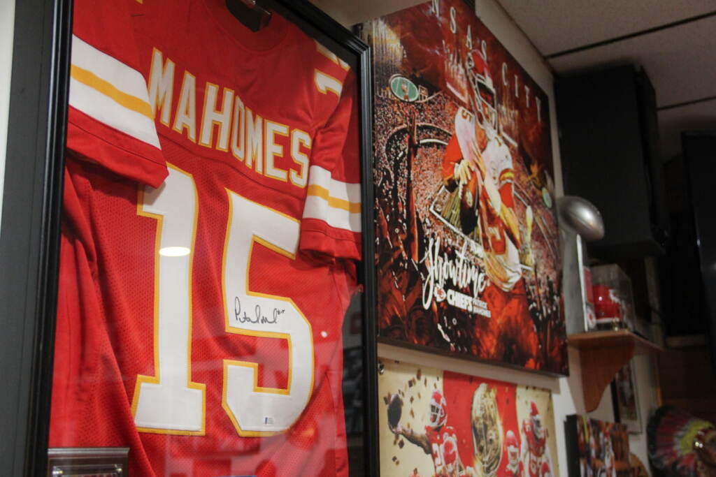 Big Charlie's Saloon in South Philly has a lot of Kansas City Chiefs memorabilia on display.