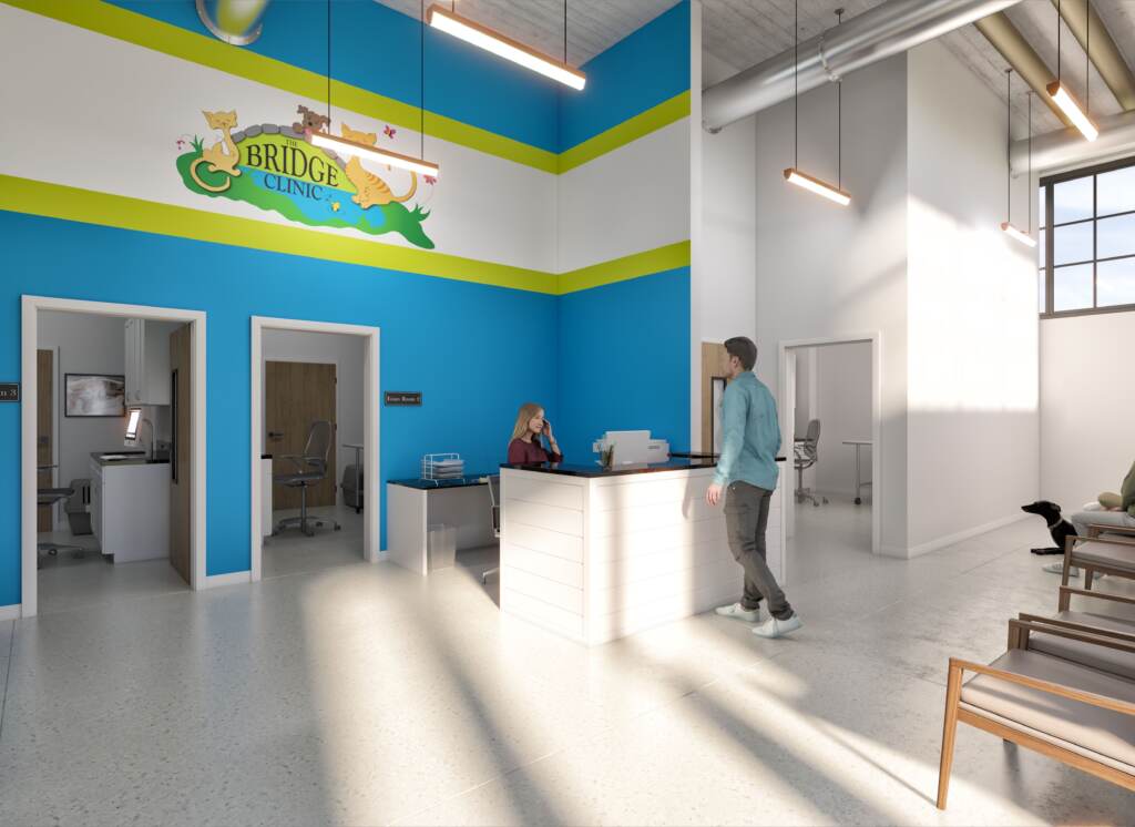 A rendering of what will be The Bridge Clinic's Philadelphia office reception area.