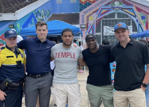 Temple Police Officer Christopher Fitzgerald (center) was slain on February 18, 2023. (Temple University Police Association/Facebook)