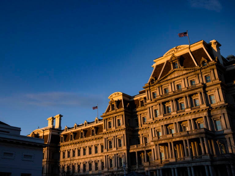 The White House team of lawyers, strategists and veterans of Capitol Hill meets regularly in the Secretary of War suite inside the Eisenhower Executive Office Building. (Samuel Corum/Getty Images)