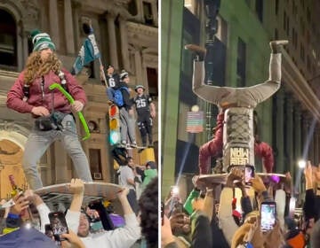 Paul Vile, aka the Jelloman, thrilled crowds celebrating the Eagles NFC Championship win with his crowdsurfing, jello-shot-launching antics (Instagram/@jellomanphilly)