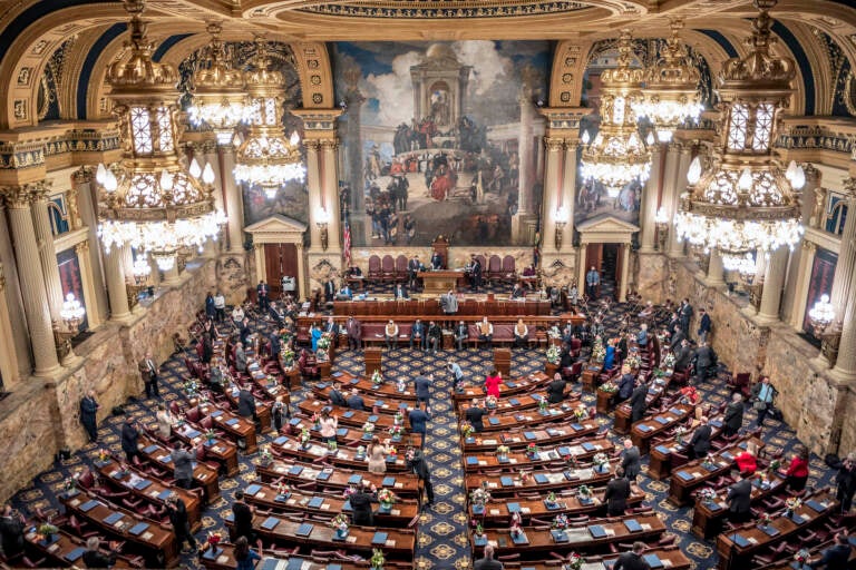 An aerial view of the Pa. House of Representatives chambers