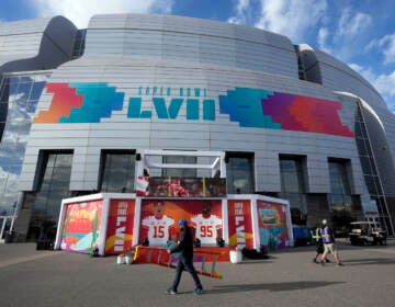 State Farm Stadium is decorated ahead of Super Bowl LVII in Glendale