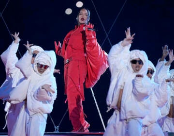 Rihanna performs during the halftime show at the NFL Super Bowl 57 football game between the Kansas City Chiefs and the Philadelphia Eagles, Sunday, Feb. 12, 2023, in Glendale, Ariz. (AP Photo/Brynn Anderson)