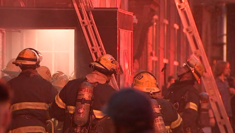 Firefighters work the scene of a kitchen fire at Tequilas restaurant in Center City