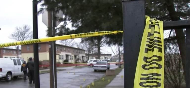 A police crime scene in the Summerdale section of Philadelphia