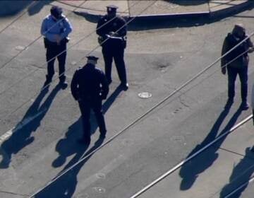 Chopper 6 was overhead as police investigated a triple shooting in West Philadelphia on March 20, 2023. (6abc)