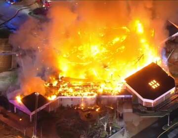 Chopper 6 was overhead on March 20, 2023, as flames destroyed a church in New Jersey. (6abc)