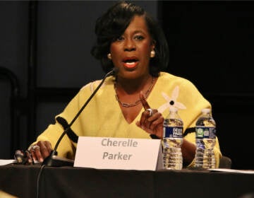 Mayoral candidate Cherelle Parker participates in the Restoring Safety Forum at WHYY. (Emma Lee/WHYY)