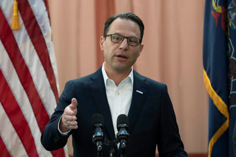 Pennsylvania Democratic Gov. Josh Shapiro speaks during a news conference in Philadelphia