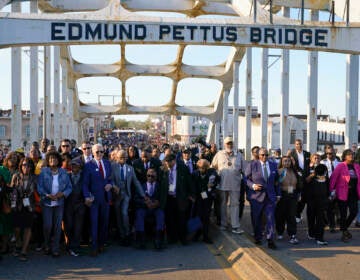 President Joe Biden walks across the Edmund Pettus Bridge in Selma, Ala., Sunday, March 5, 2023, to commemorate the 58th anniversary of ''Bloody Sunday,'' a landmark event of the civil rights movement