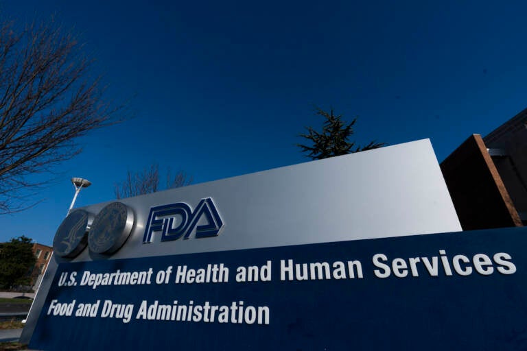 A sign in front of the Food and Drug Administration building is seen on Dec. 10, 2020, in Silver Spring