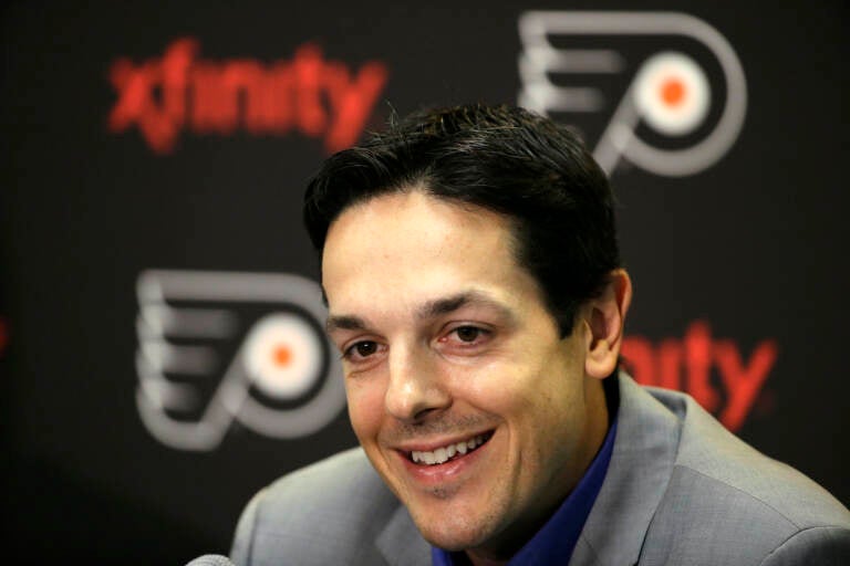 File photo: Danny Briere speaks during a news conference Tuesday, Aug. 18, 2015, in Voorhees, N.J.