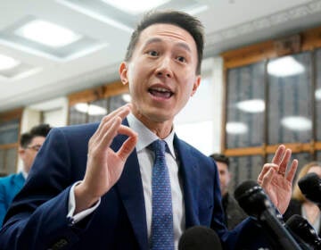 TikTok CEO Shou Zi Chew speaks to reporters before a hearing of the House Energy and Commerce Committee, on the platform's consumer privacy and data security practices and impact on children, Thursday, March 23, 2023, on Capitol Hill in Washington. (AP Photo/Manuel Balce Ceneta)