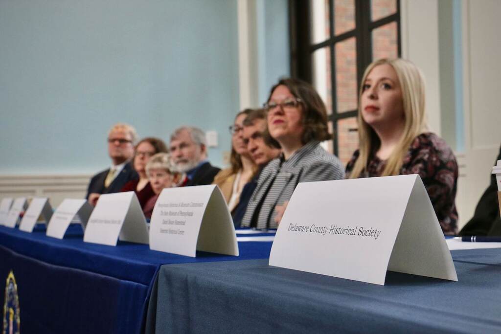 Representatives of 16 museums and historical societies attend a repatriation ceremony at the Museum of the American Revolution, during which 50 artifacts stolen 50 years ago were returned to their institutions