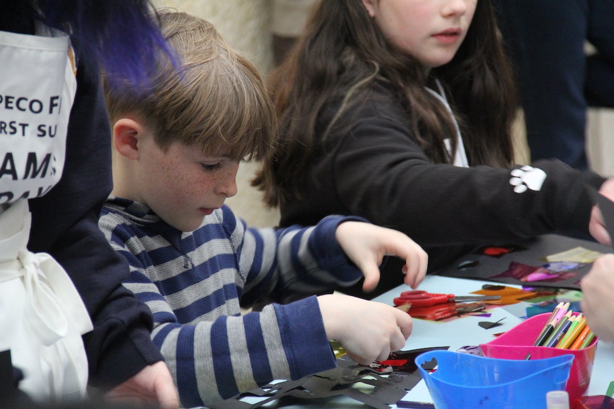 Children observed the 3D art pieces and create some works of their own during the PECO Free First Sunday Family Day on Mar. 5, 2023 at the Barnes Foundation