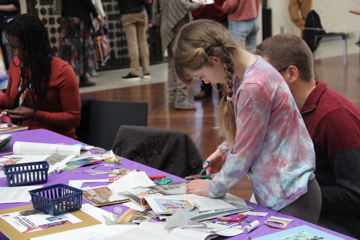 Children observed the 3D art pieces and create some works of their own during the PECO Free First Sunday Family Day on Mar. 5, 2023 at the Barnes Foundation