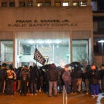 Protesters rally outside the Paterson Police Department on March 10 over the killing of Najee Seabrooks.