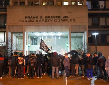Protesters rally outside the Paterson Police Department on March 10 over the killing of Najee Seabrooks.