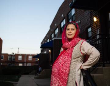 Najia outside their apartment complex in Philadelphia