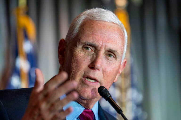 Former Vice President Mike Pence speaks at a Coolidge and the American Project luncheon on Feb. 16