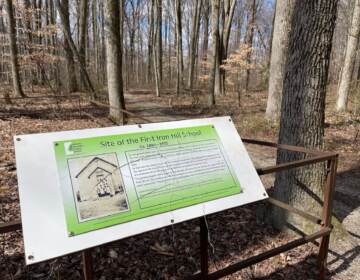 Vandalism at the new African American historic trail. (Johnny Perez-Gonzalez/WHYY)