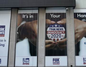 Former Fox producer Abby Grossberg is alleging the network's attorneys pressured her to portray the network in a favorable light in testimony about what happened after the 2020 election. Here, a display outside the Fox News headquarters in New York in July 2020.