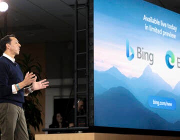 Yusuf Mehdi, Microsoft corporate vice president of modern Llife, search, and devices speaks during an event introducing a new AI-powered Microsoft Bing and Edge at Microsoft in Redmond, Wash., earlier this month. Jason Redmond /AFP via Getty Images