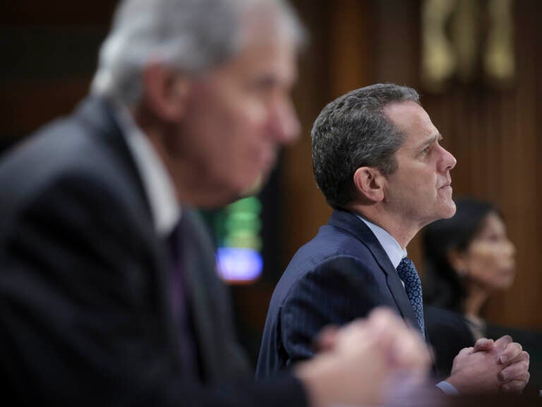 Federal Reserve Board Vice Chair for Supervision Michael S. Barr (R) appears before the Senate Banking, Housing and Urban Affairs Committee March 28, 2023 in Washington, DC. The committee heard testimony on the topic of 'Recent Bank Failures and the Federal Regulatory Response.' (Photo by Win McNamee/Getty Images)