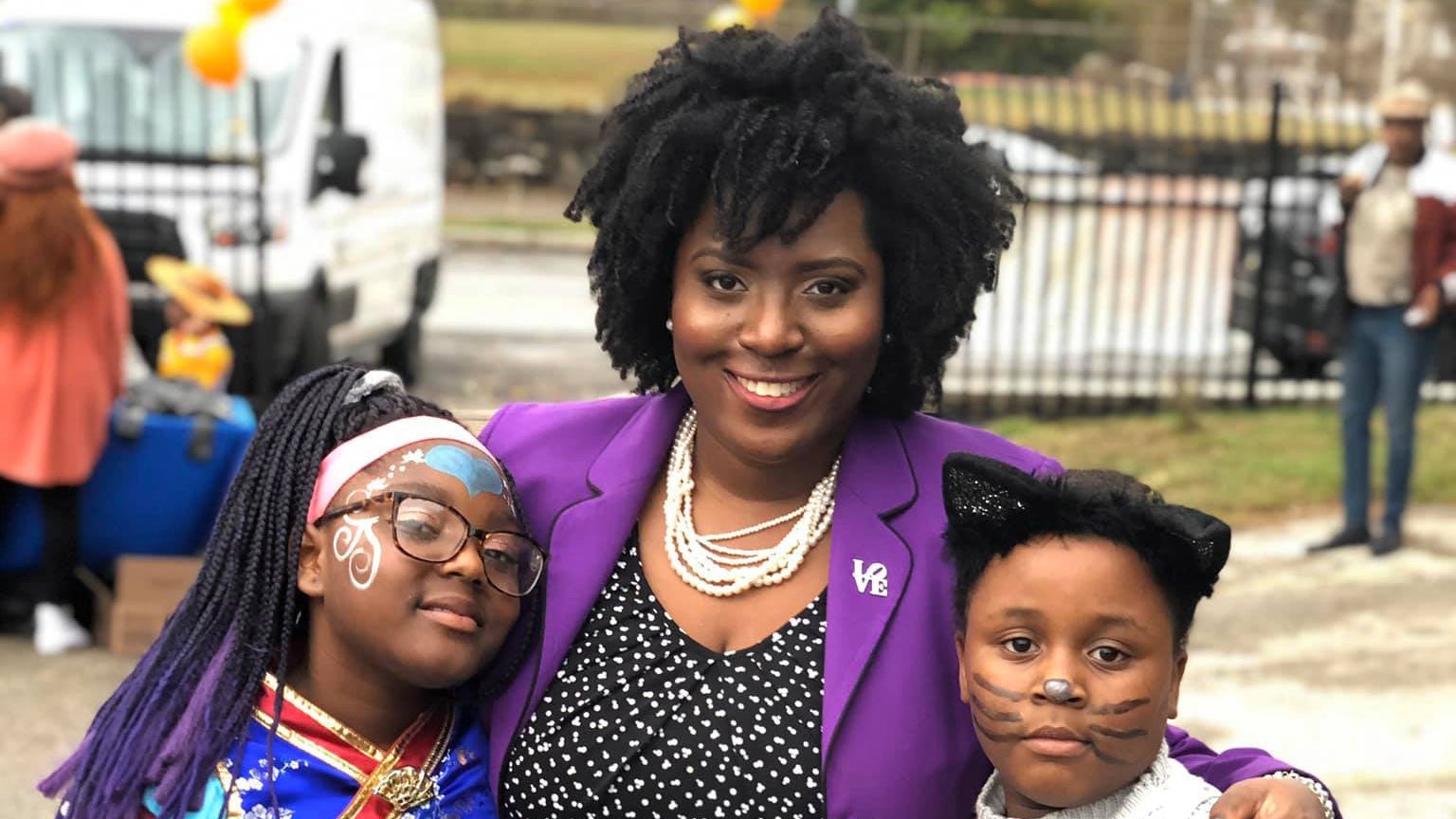 State Rep. Joanna McClinton in 2019, with constituents at the fall festival in Southwest Philadelphia, where she grew up. (Rep. McClinton)