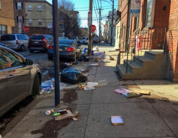 Litter on a South Philly sidewalk