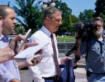 Rep. Scott Perry, R-Pa., is followed by reporters on Capitol Hill in Washington, Friday, Aug. 12, 2022. (AP Photo/Susan Walsh)