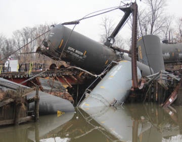 A train derailed in Paulsboro, N.J., at the Jefferson Street Bridge on Nov. 30, 2012