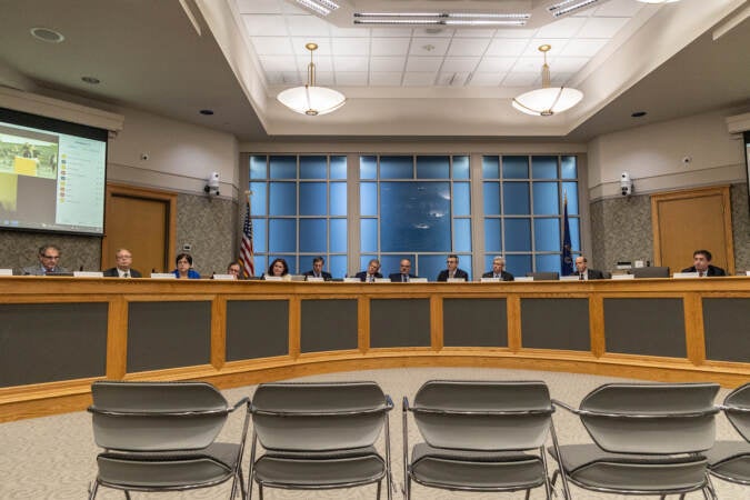 Lower Merion Township’s Board of Commissioners meeting on April 19, 2023. (Kimberly Paynter/WHYY)