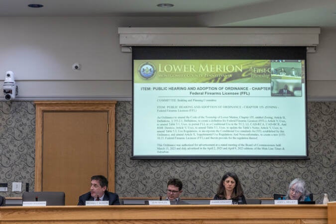 Lower Merion Township Commissioners voted on an ordinance to regulate the sale of firearms on April 19, 2023. (Kimberly Paynter/WHYY)