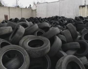 A pile of dumped tires