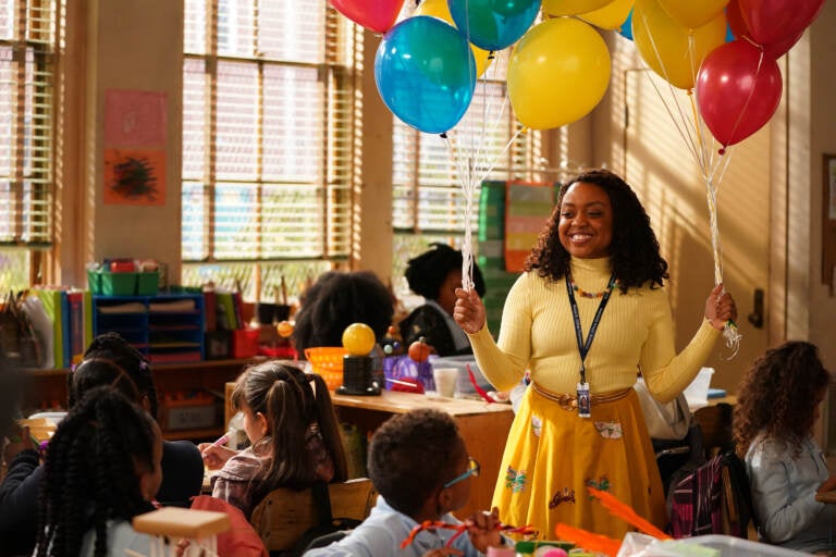 Quinta Brunson in her classroom on the show 'Abbott Elementary.'