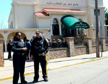 Security outside Omar Mosque