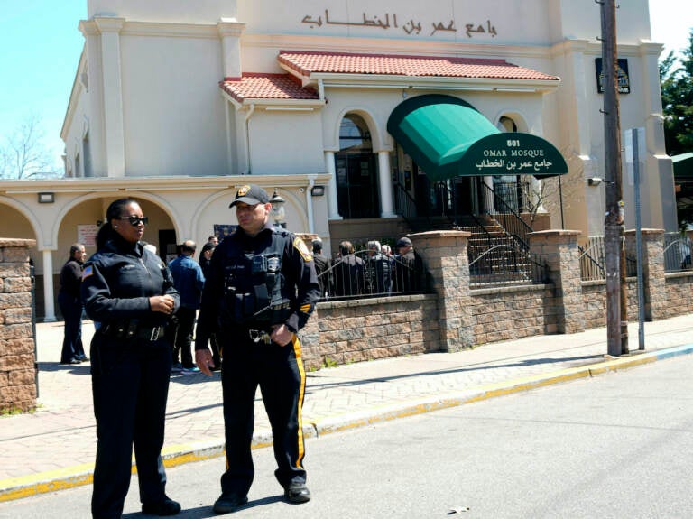 Security outside Omar Mosque